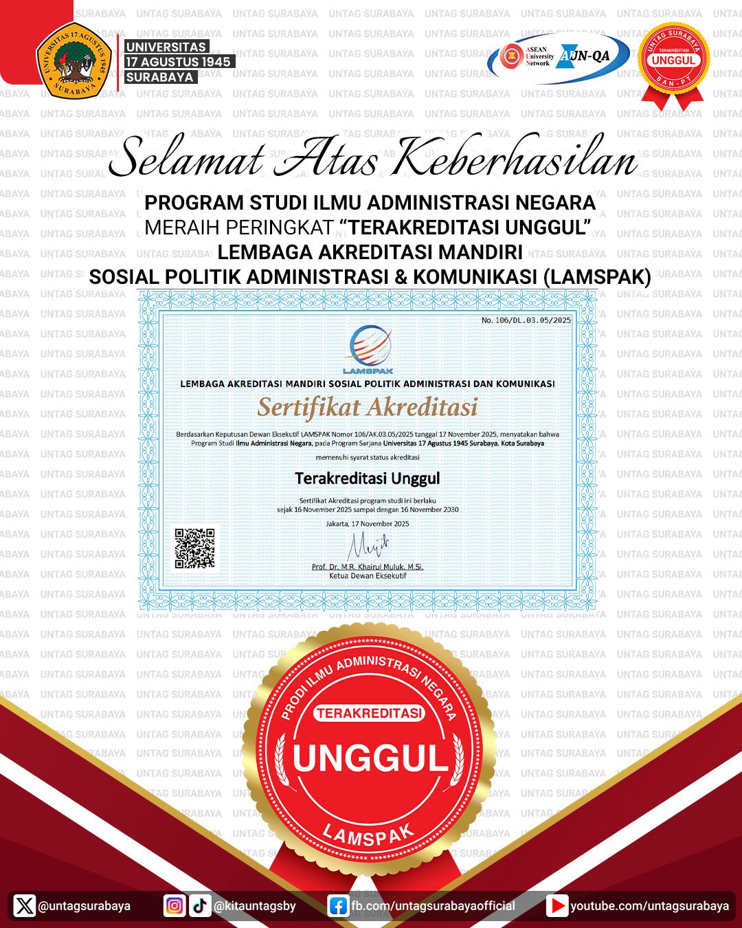 Selamat Atas Keberhasilan Prodi Administrasi Negara