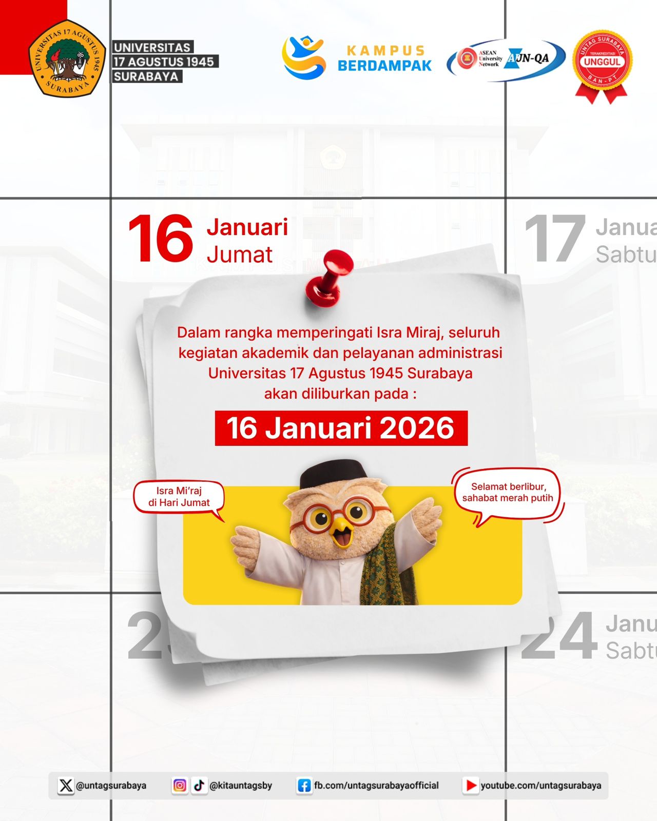 Cuti Bersama Dalam Rangka Memperingati Isra & Miraj