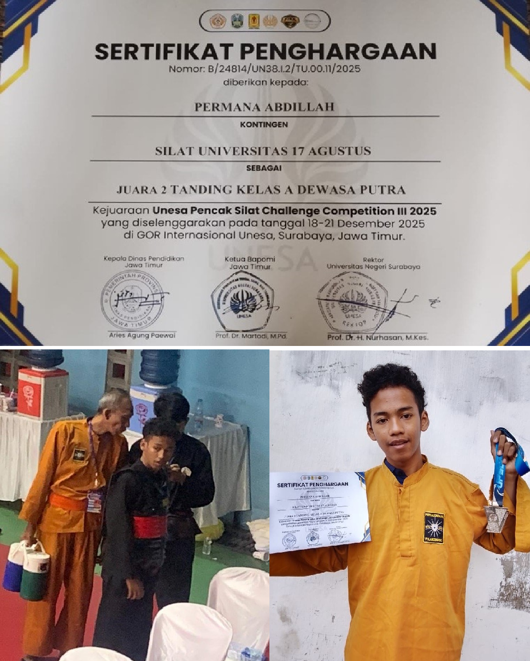 MAHASISWA AGROINDUSTRI JUARA 2 PENCAK SILAT CHALLENGE COMPETITION 2025