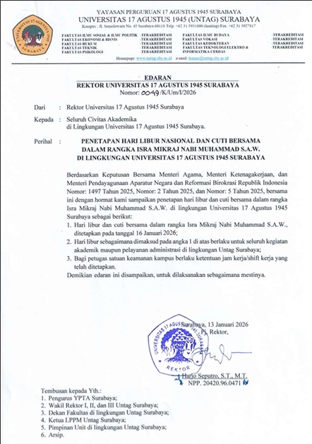 EDARAN PENETAPAN HARI LIBUR DALAM RANGKA ISRA MIKRAJ NABI MUHAMMAD S.A.W