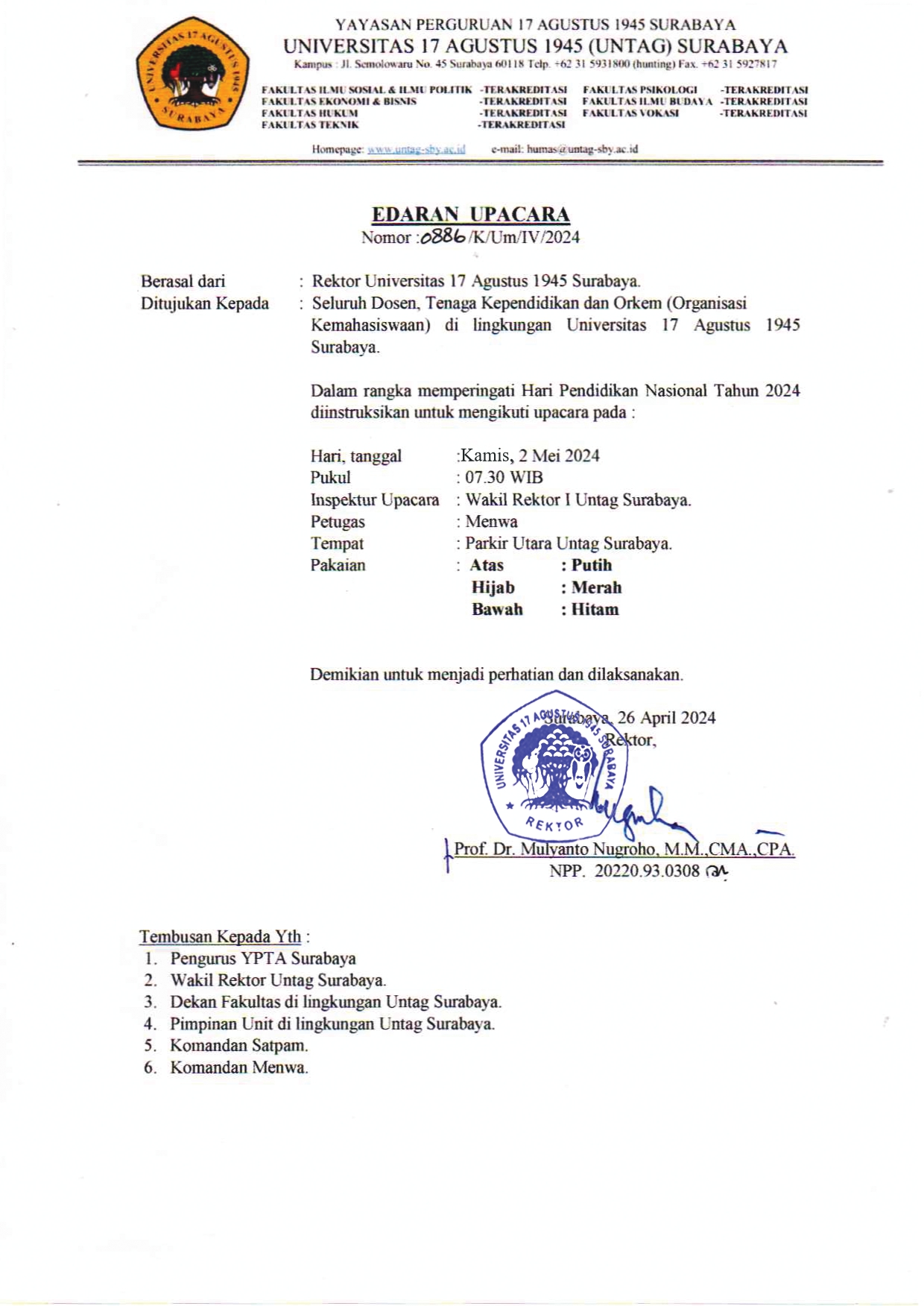 Edaran Upacara Hardiknas 2024