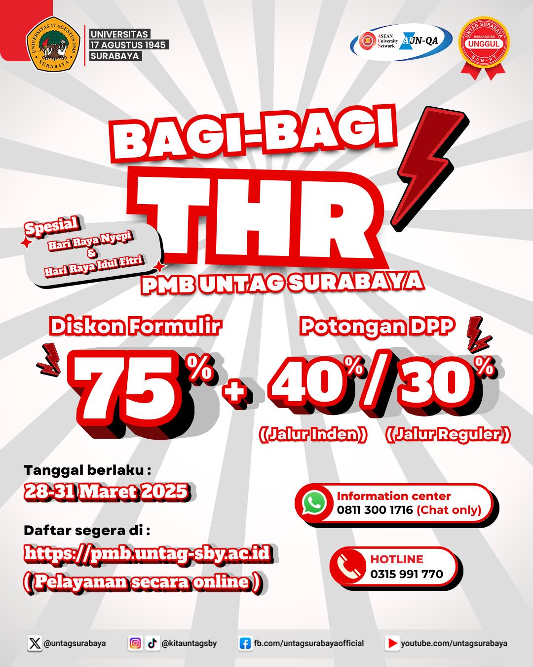 PMB UNTAG Surabaya Bagi-Bagi THR