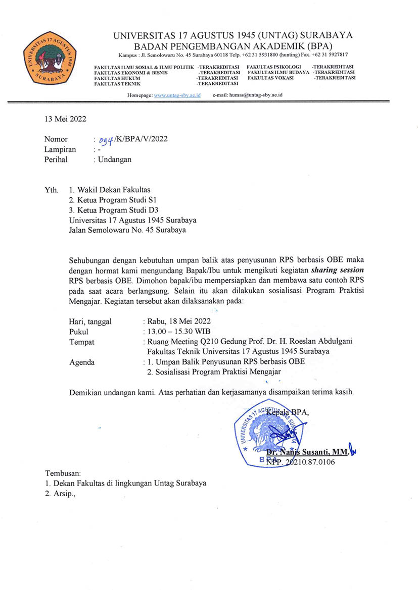 Undangan Sharing Session RPS Berbasis OBE