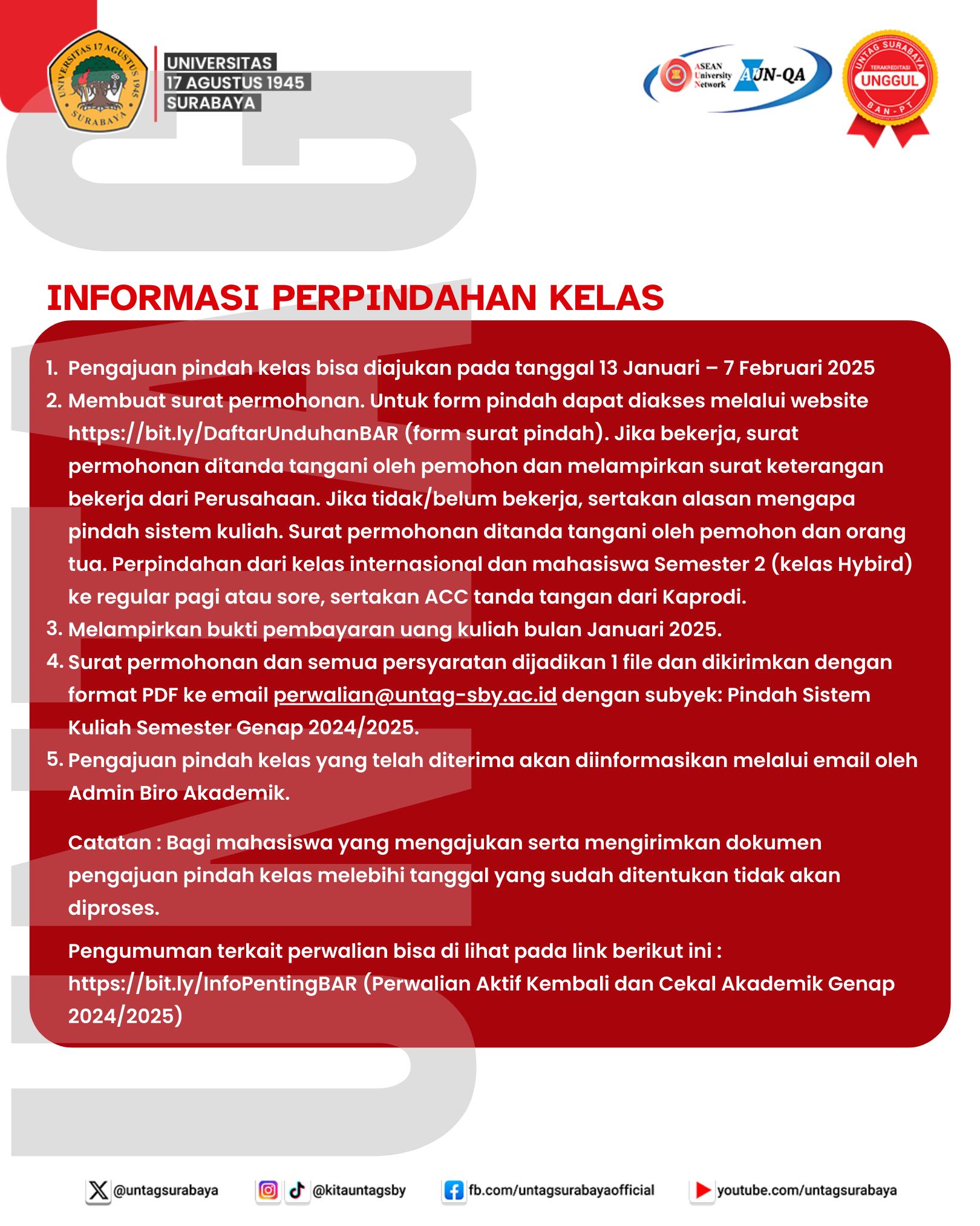 Informasi Pindah Kelas