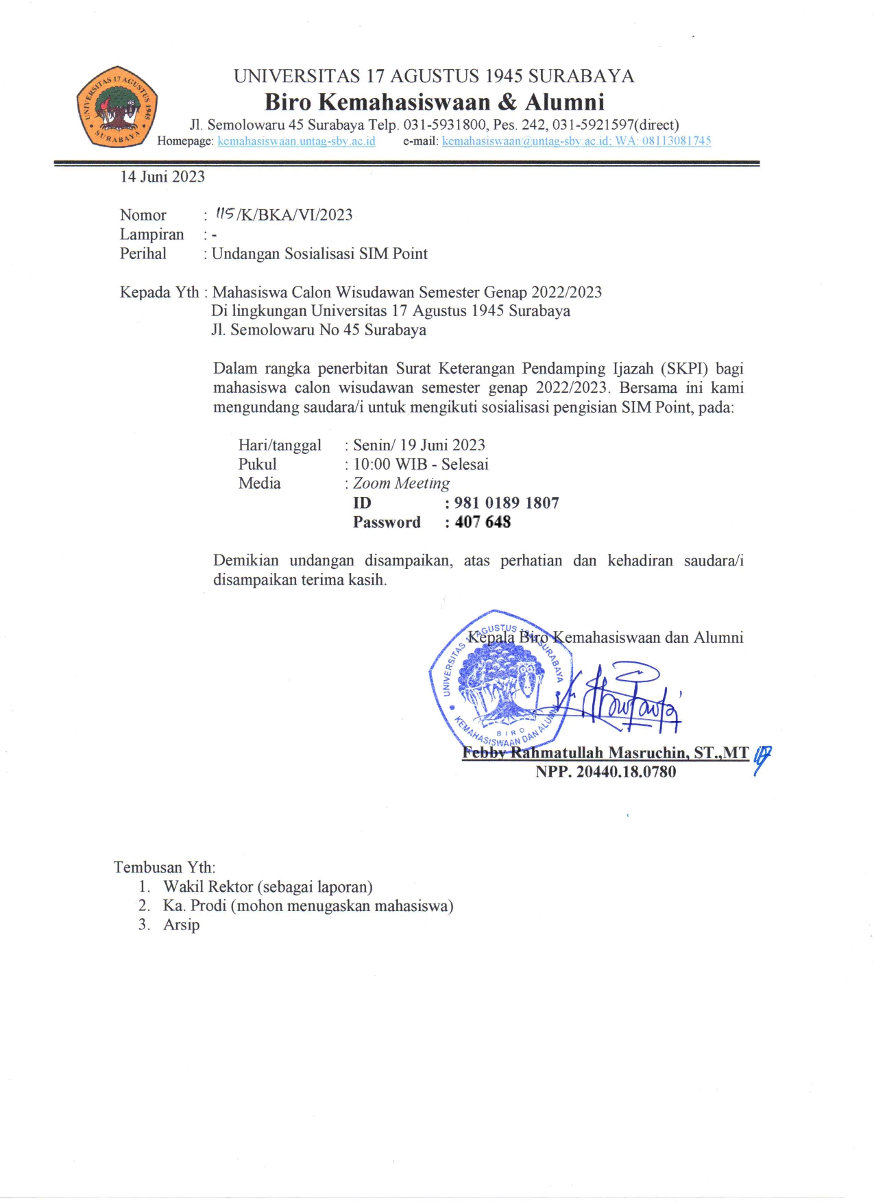 Undangan Sosialisasi SIMPoint