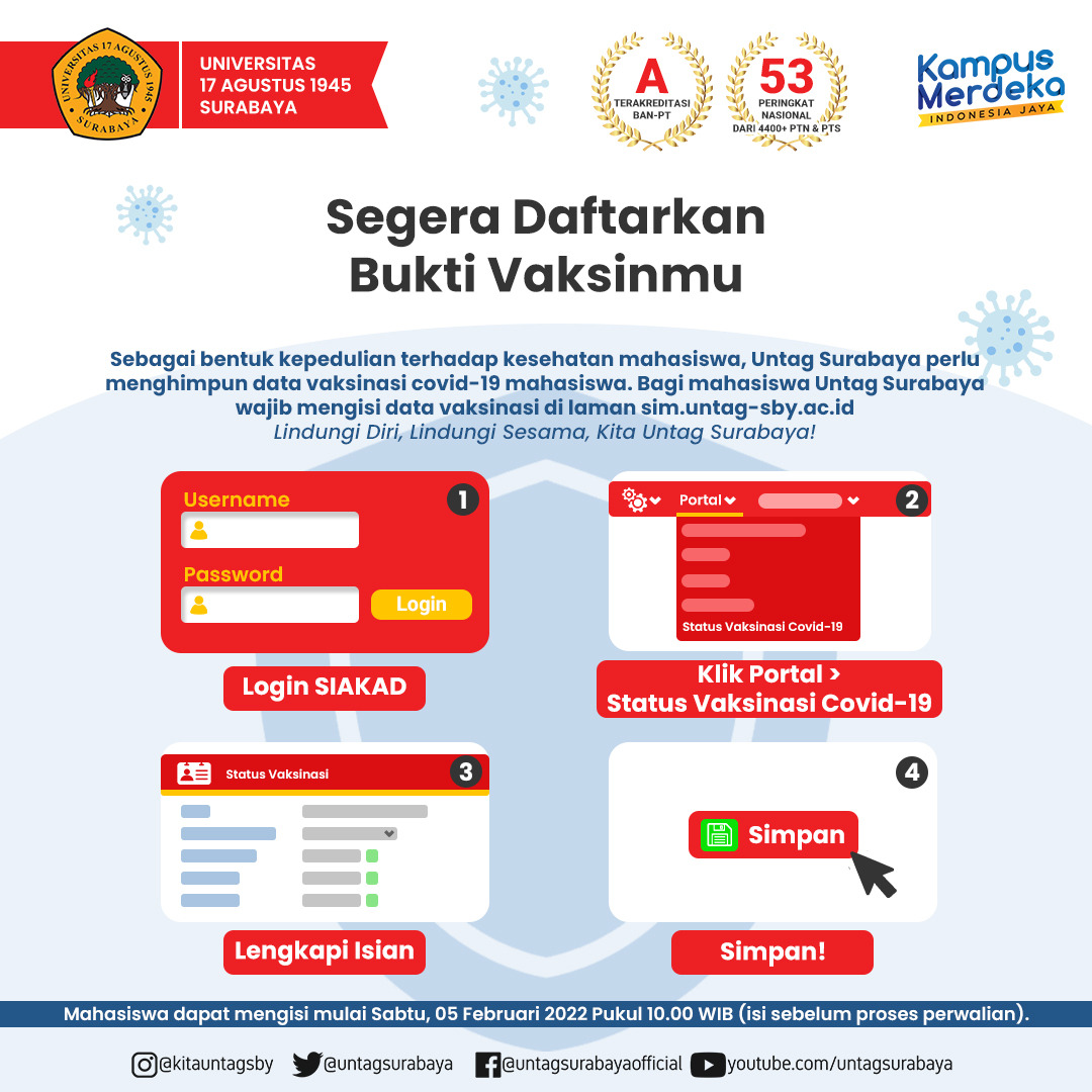 Segera Daftarkan Bukti Vaksinmu saat mengisi data status vaksinasi pada SIAKAD