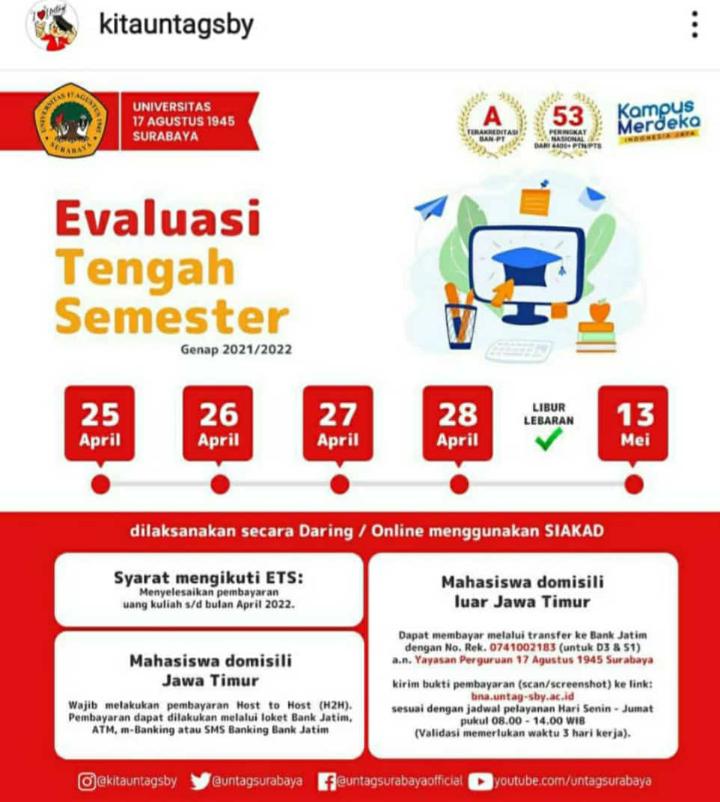 PENGUMUMAN EVALUASI TENGAH SEMESTER SEMESTER GENAP 2021/2022
