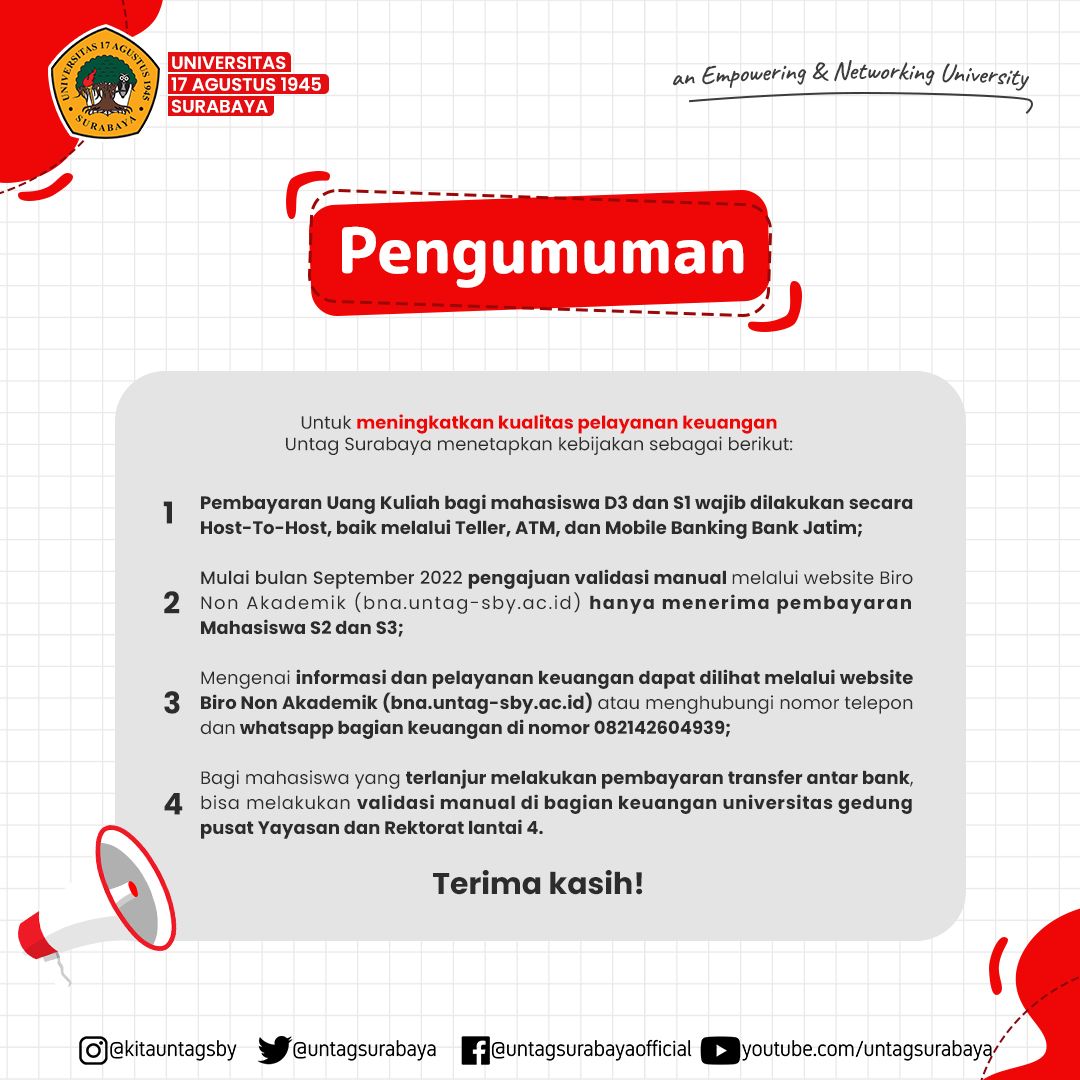 Pelayanan Keuangan Mahasiswa Di Lingkungan Universitas 17 Agustus 1945 Surabaya