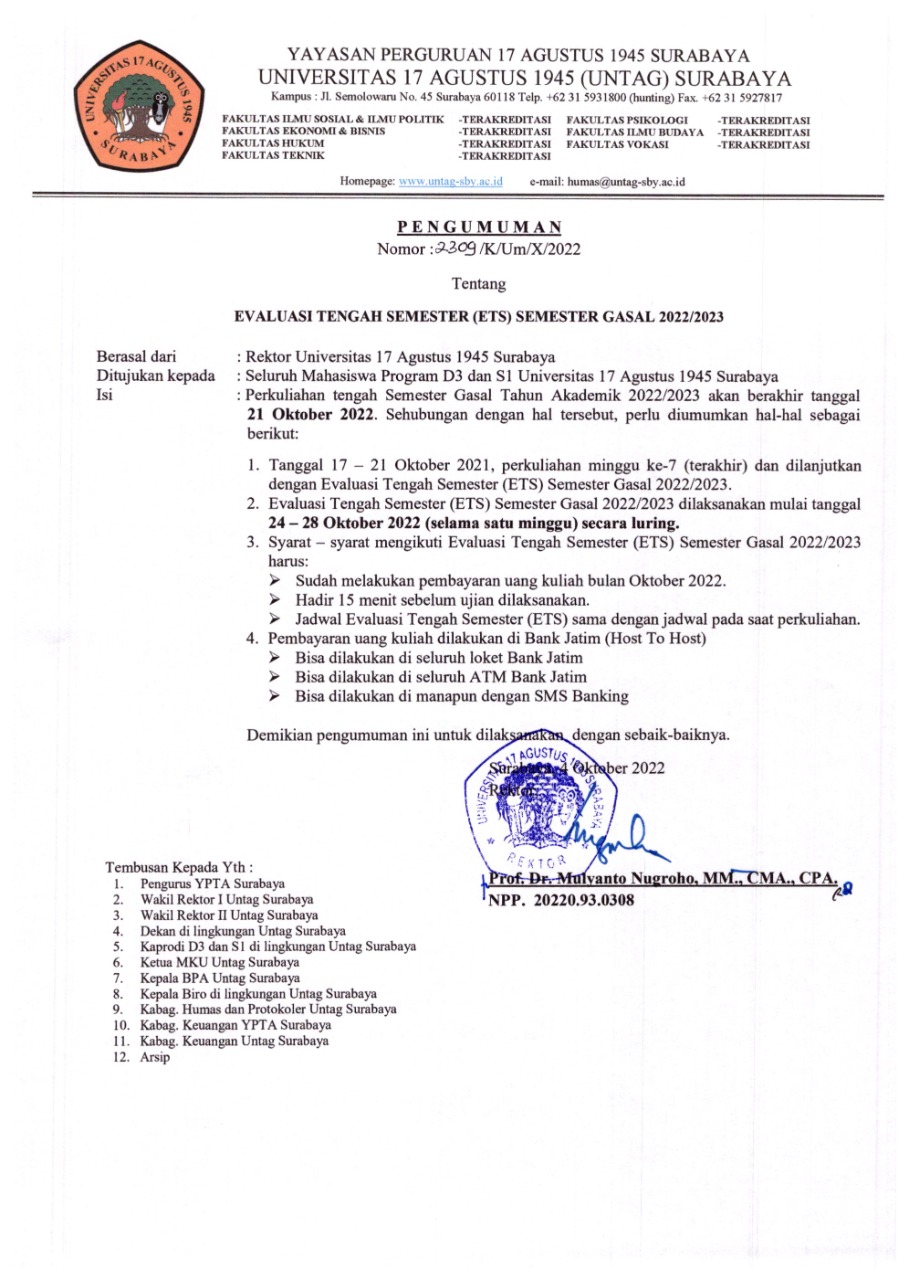 EVALUASI TENGAH SEMESTER (ETS) SEMESTER gasal 2022/2023 