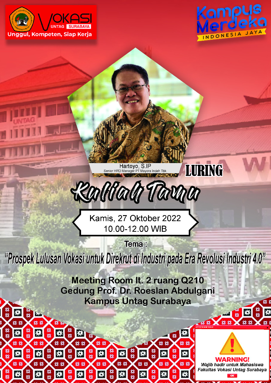 KULIAH TAMU Prospek Lulusan Vokasi untuk Direkrut di Industri pada Era Revolusi Industri 4.0