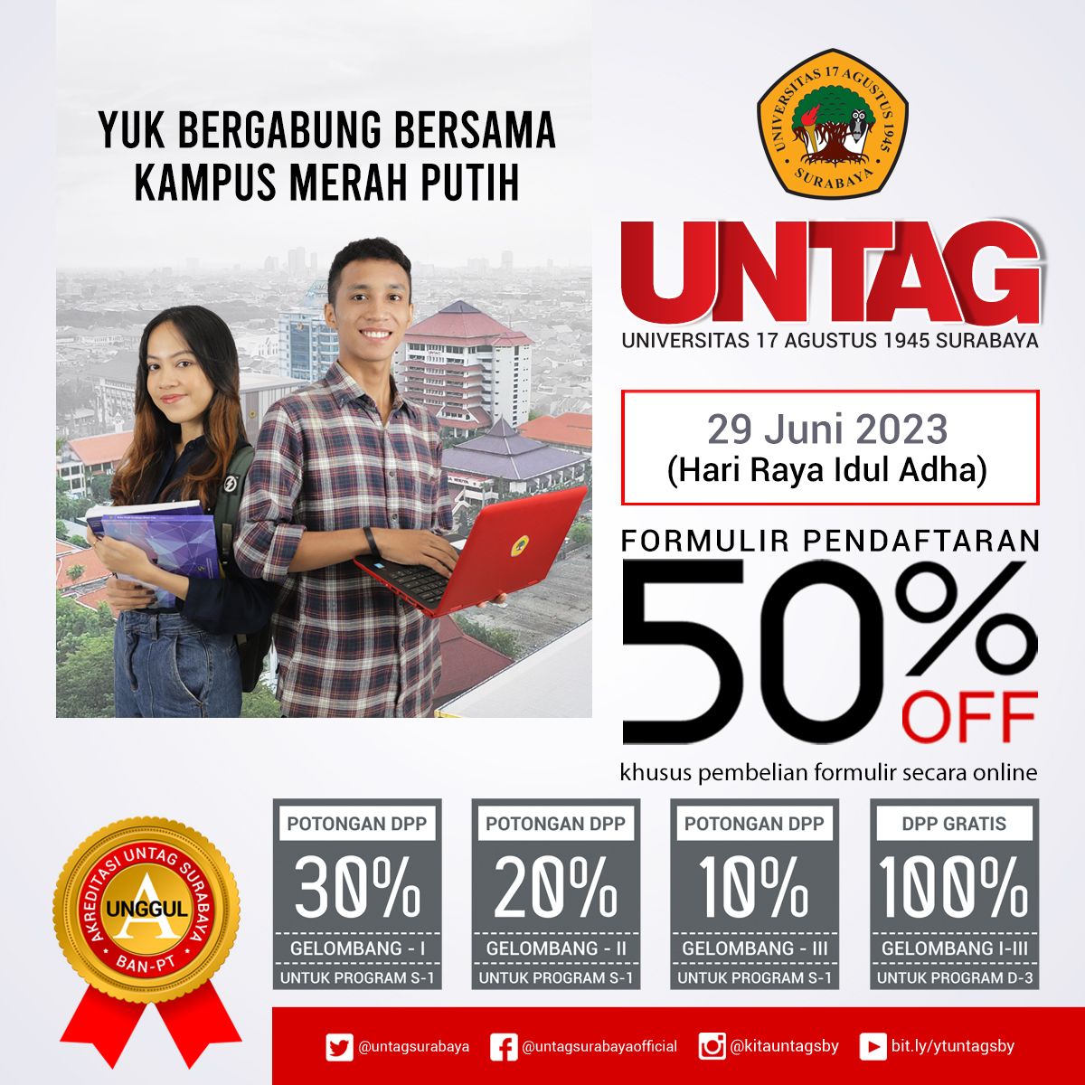 Diskon Formulir 50% Pendaftaran Mahasiswa Baru