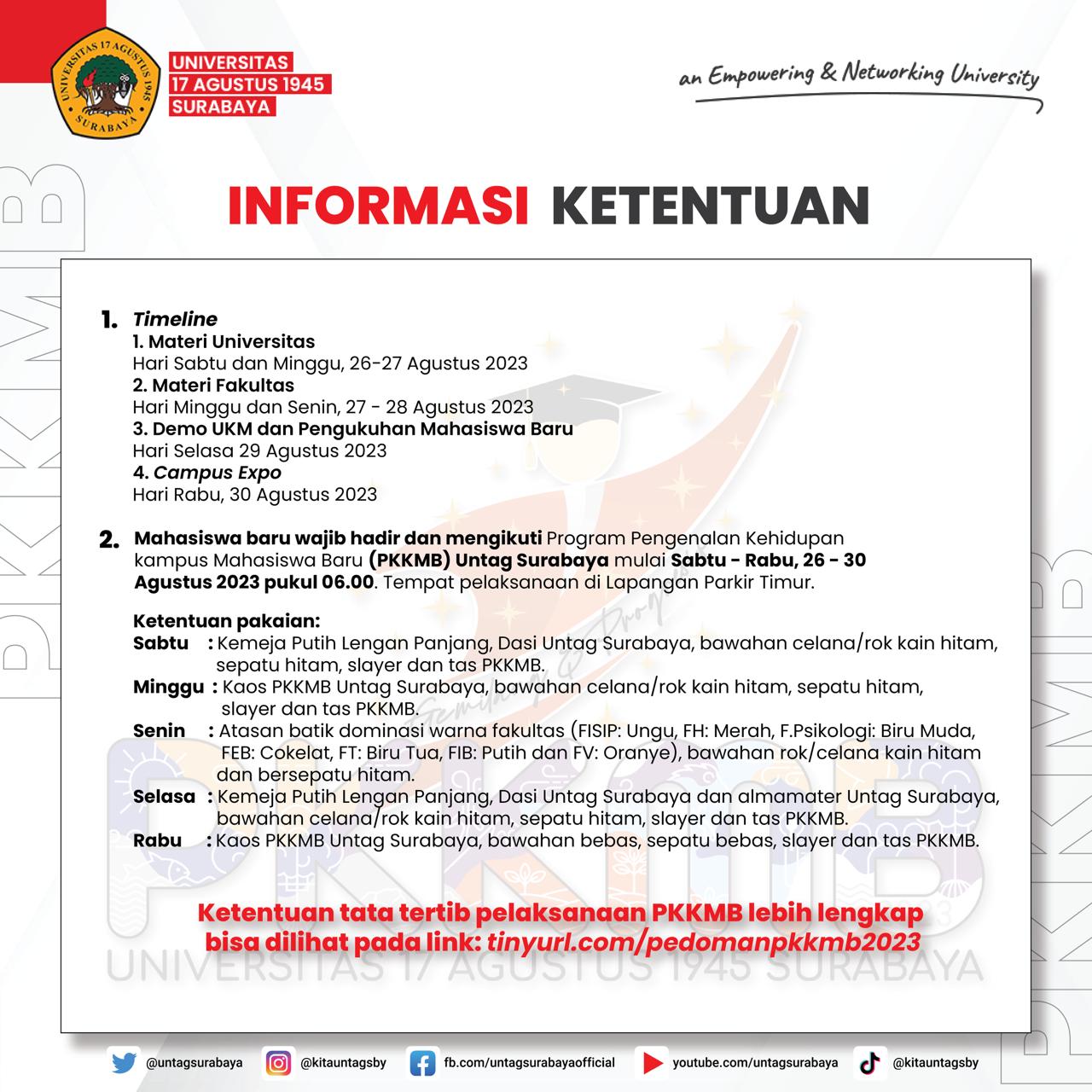 INFORMASI KETENTUAN PKKMB UNTAG SURABAYA 2023