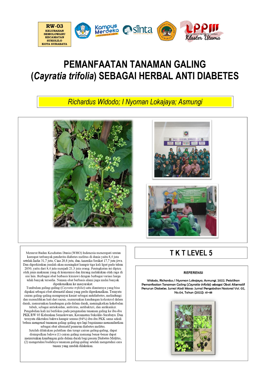 Pemanfaatan Tanaman Galing (Cayratia trifolia) Sebagai Herbal Anti Diabetes