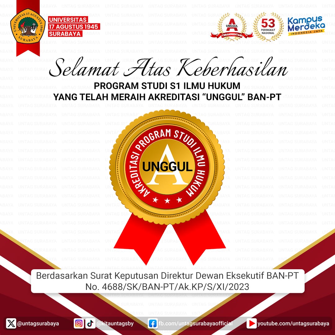 Selamat Atas Keberhasilan Program Studi S1 Ilmu Hukum