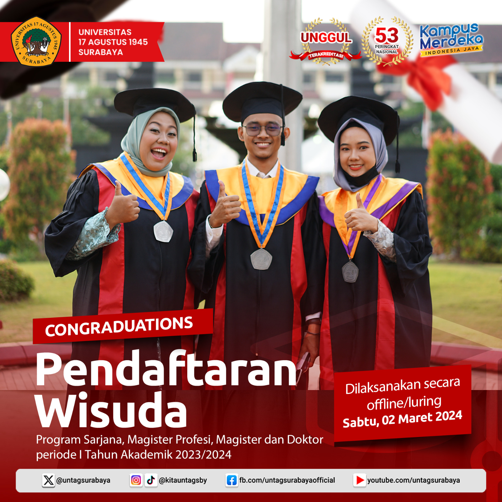 Pendaftaran Wisuda S1, S2 & S3 Untag Surabaya