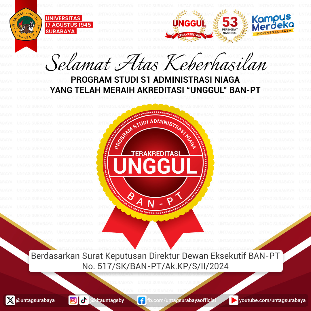 Selamat Atas Keberhasilan Akreditasi Program Studi S1 Adminstrasi Niaga