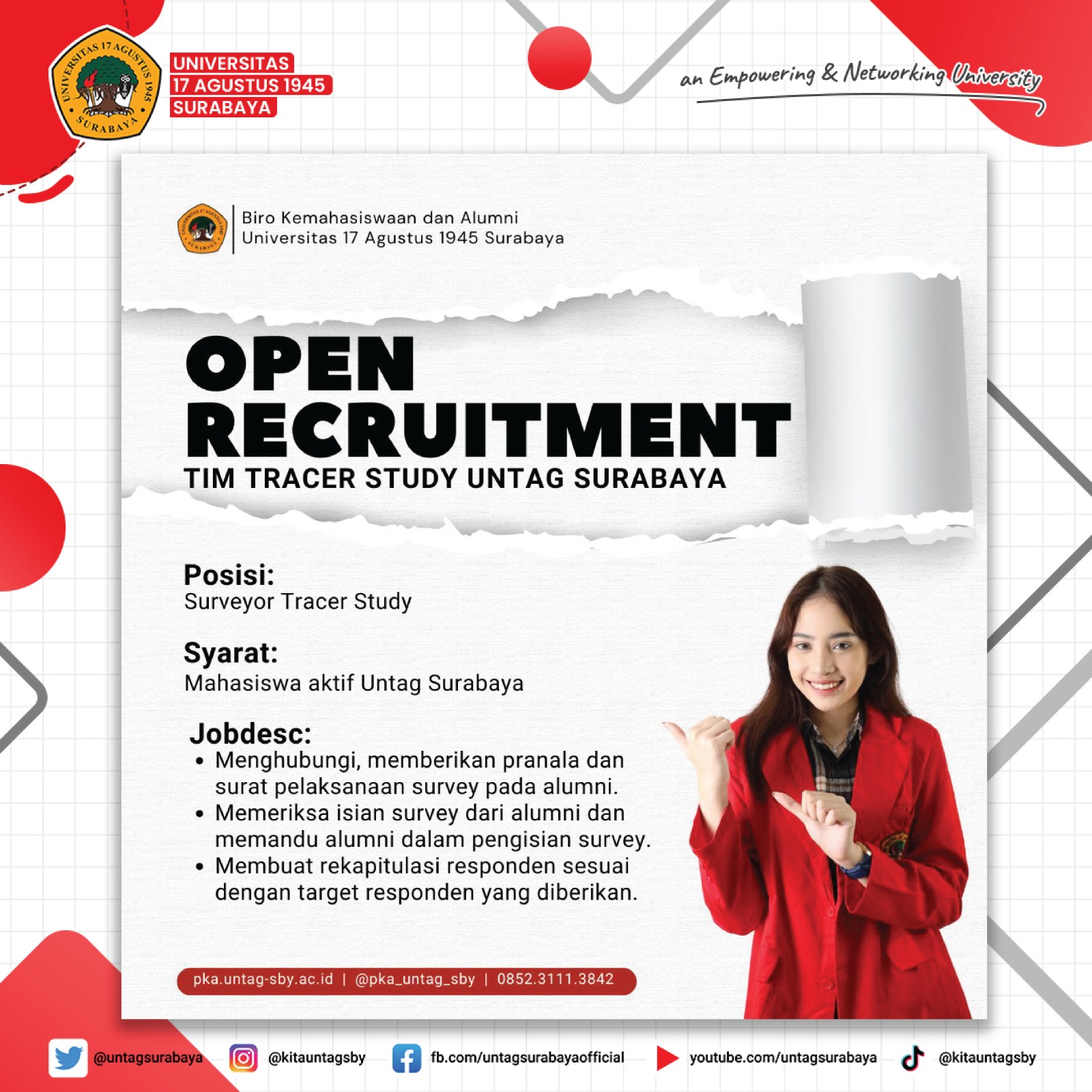 Open Recruitment TIM Tracer Study UNTAG Surabaya
