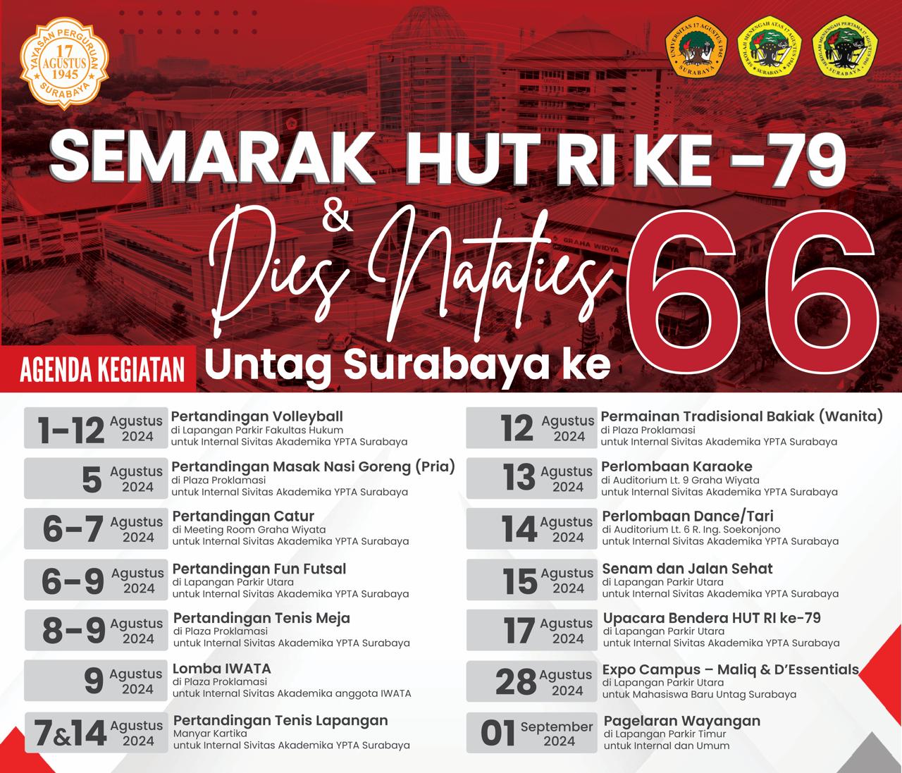 Semarak HUT RI ke-79 & DIES NATALIS UNTAG SURABAYA ke-66