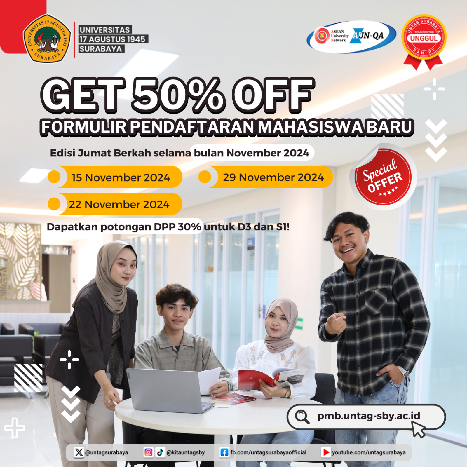 Get 50% Off Formulir Pendaftaran Mahasiswa Baru