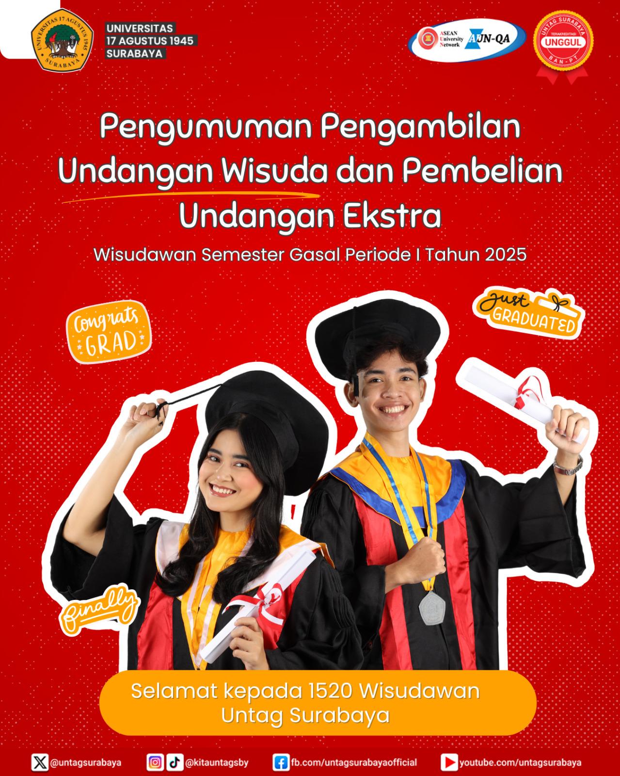 Pengumuman Pengambilan Undangan Wisuda & Pembelian Undangan Extra