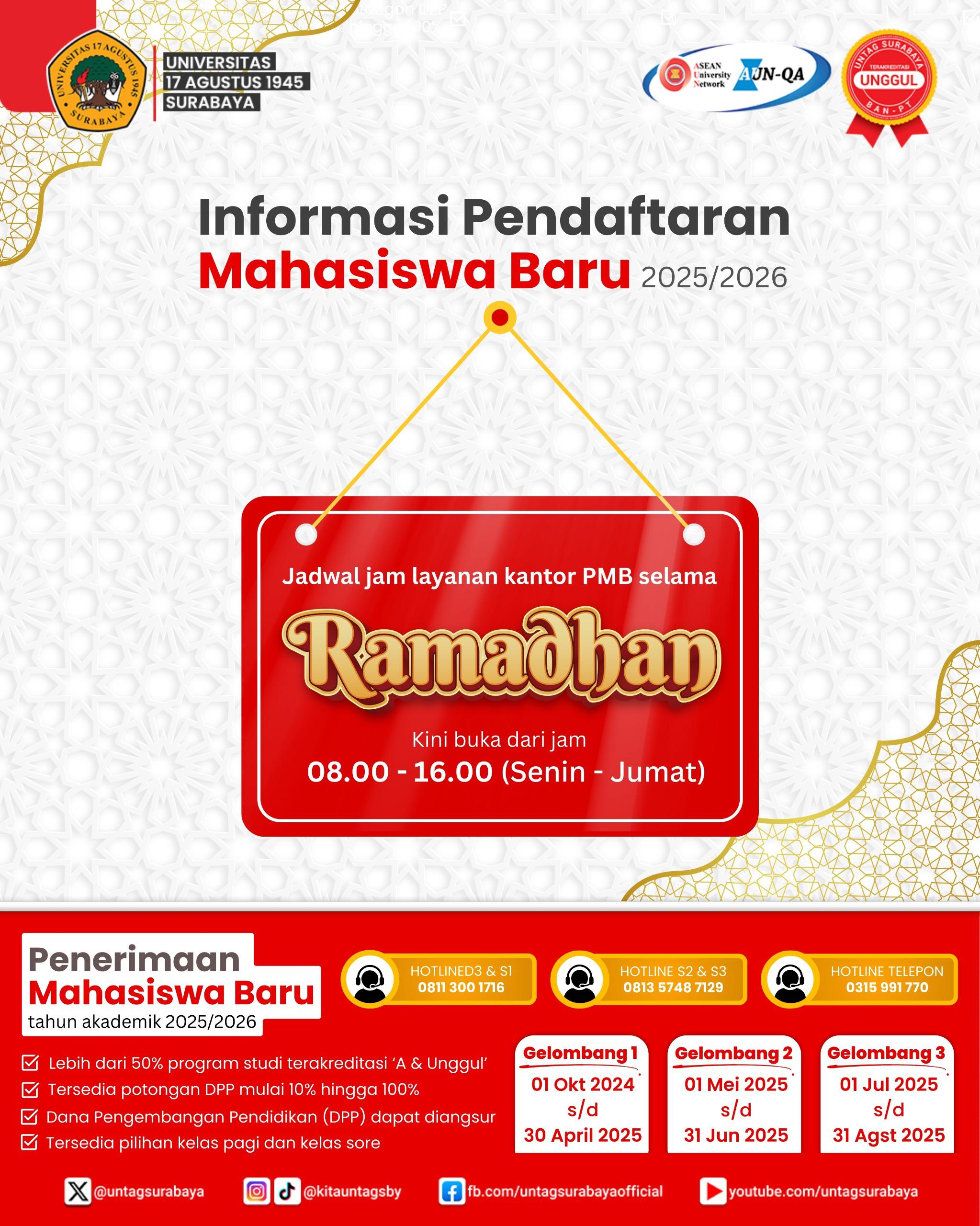 Informasi Pendaftaran Mahasiswa Baru Selama Bulan Ramadhan