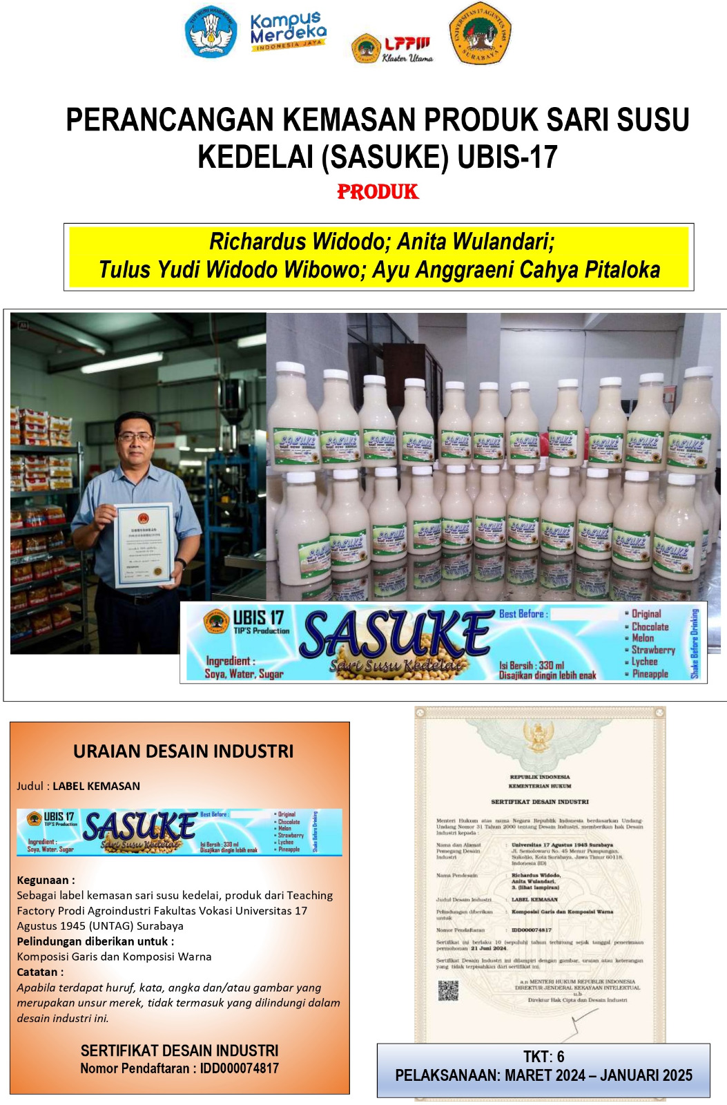 Perancangan Kemasan Produk Sari Susu Kedelai (SASUKE) UBIS-17