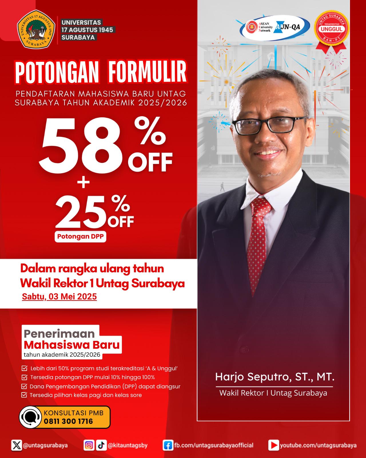 Potongan Formulir Dan DPP Dalam Rangka Ulang Tahun Wakil Rektor 1  UNTAG Surabaya