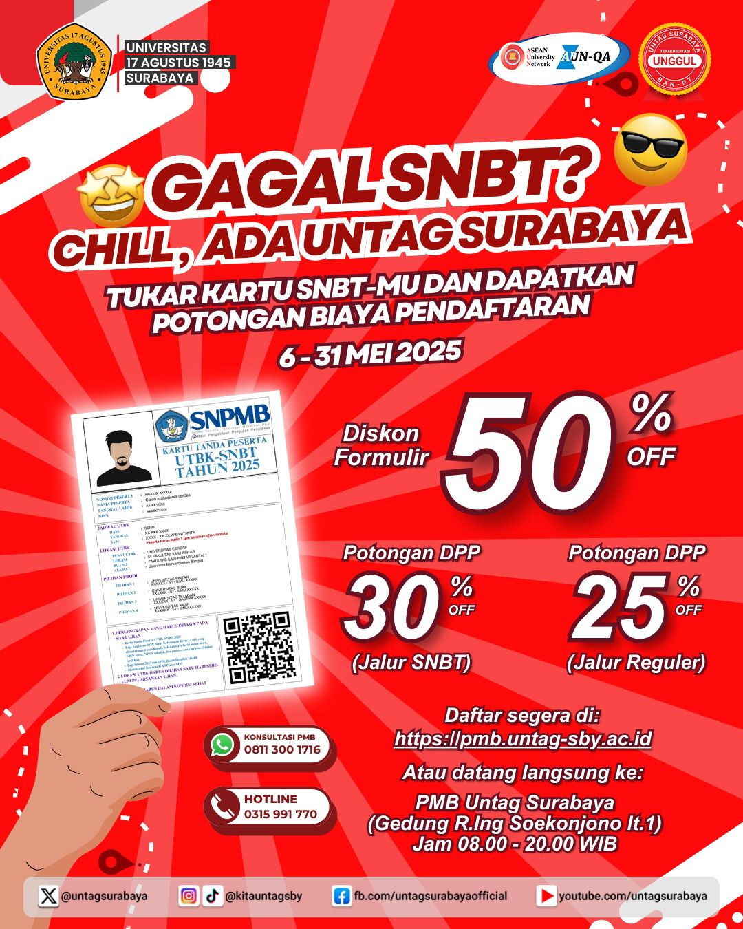 Gagal SNBP, Chill Masih Ada Untag Surabaya