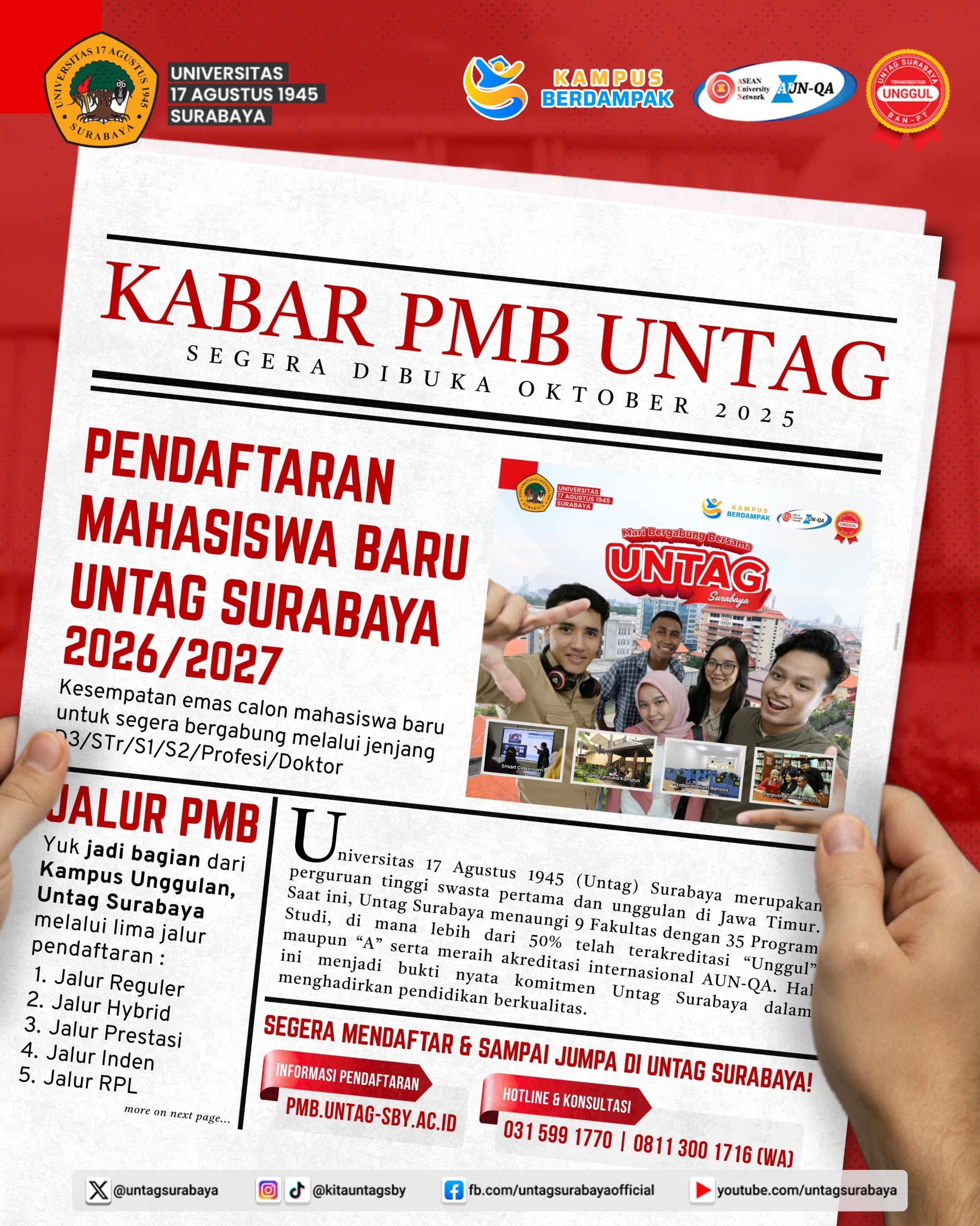 PMB UNTAG Segera Dibuka Oktober 2025
