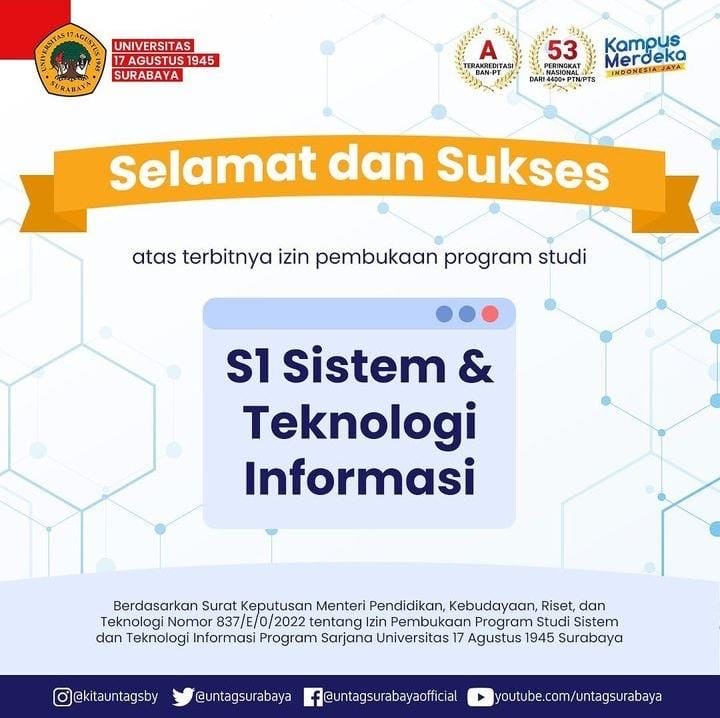 Selamat & Sukses dengan dibukanya Program studi baru Sistem dan Teknologi Informasi 