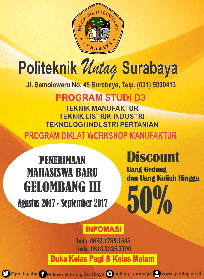 Penerimaan Mahasiswa Baru Tahun Akademik 2017/2018 Gelombang III Telah Dibuka